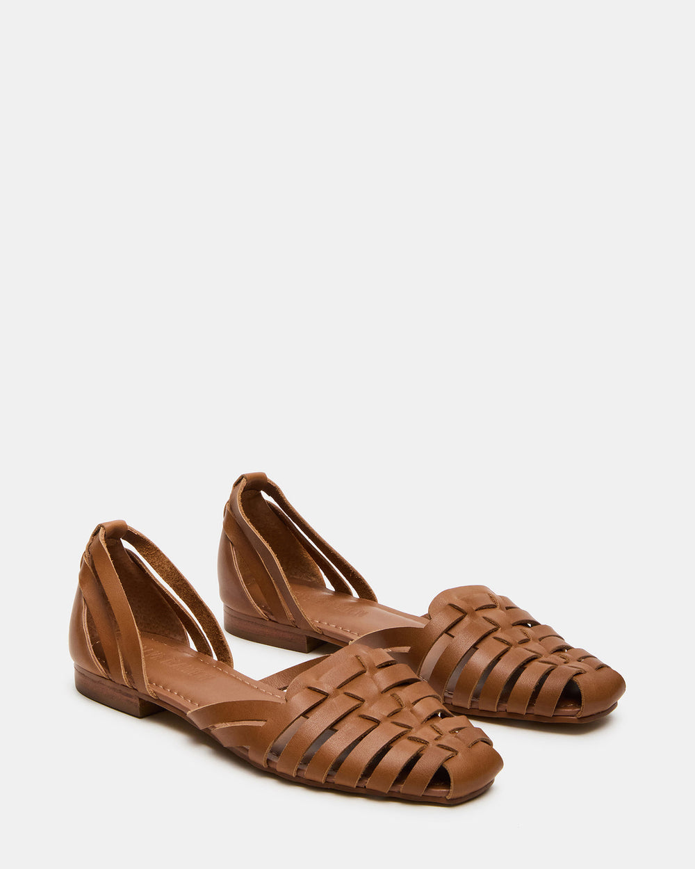 MEDLIN Tan Leather Square-Toe Fisherman Women's Flat | Steve Madden Sale