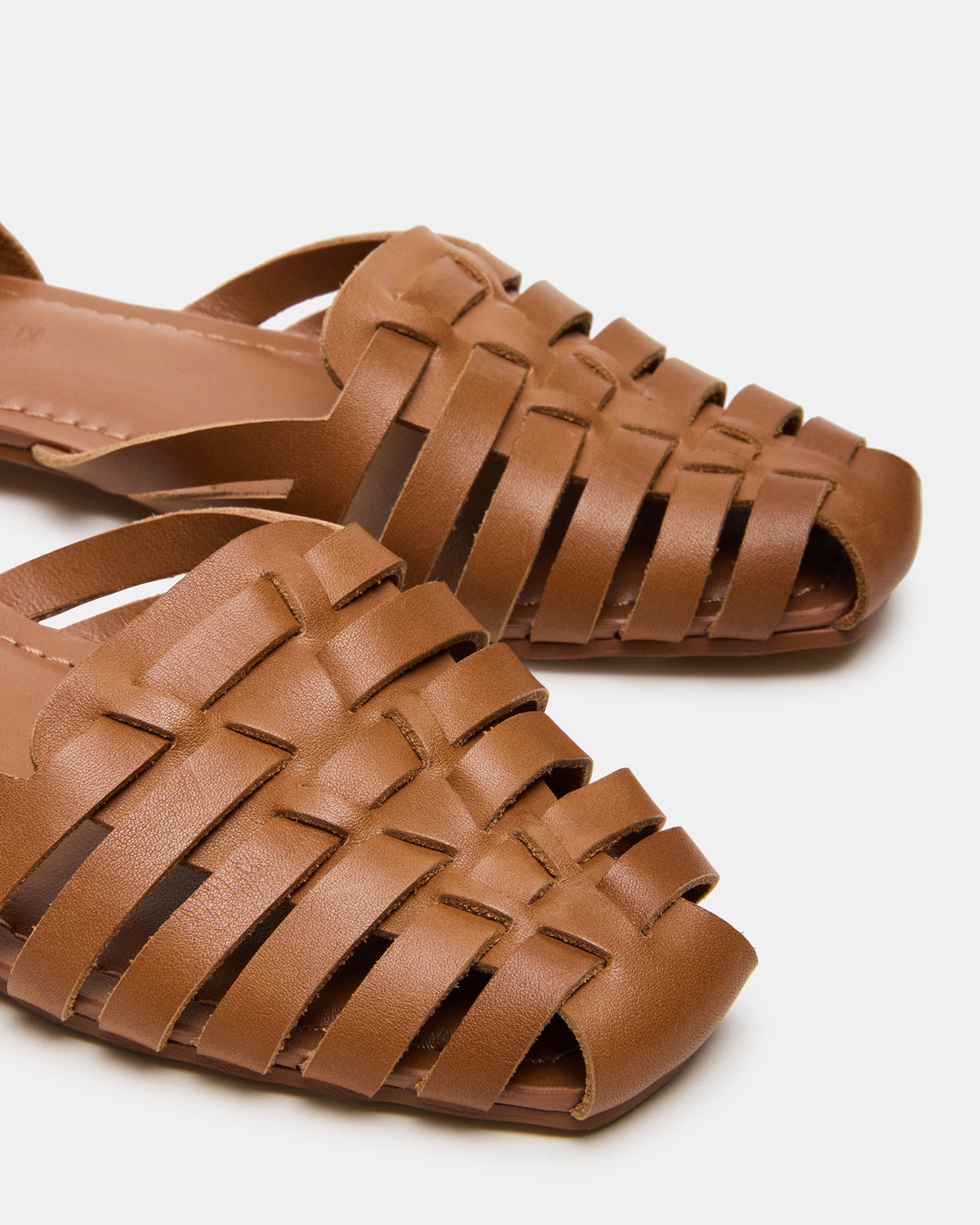MEDLIN Tan Leather Square-Toe Fisherman Women's Flat | Steve Madden Sale
