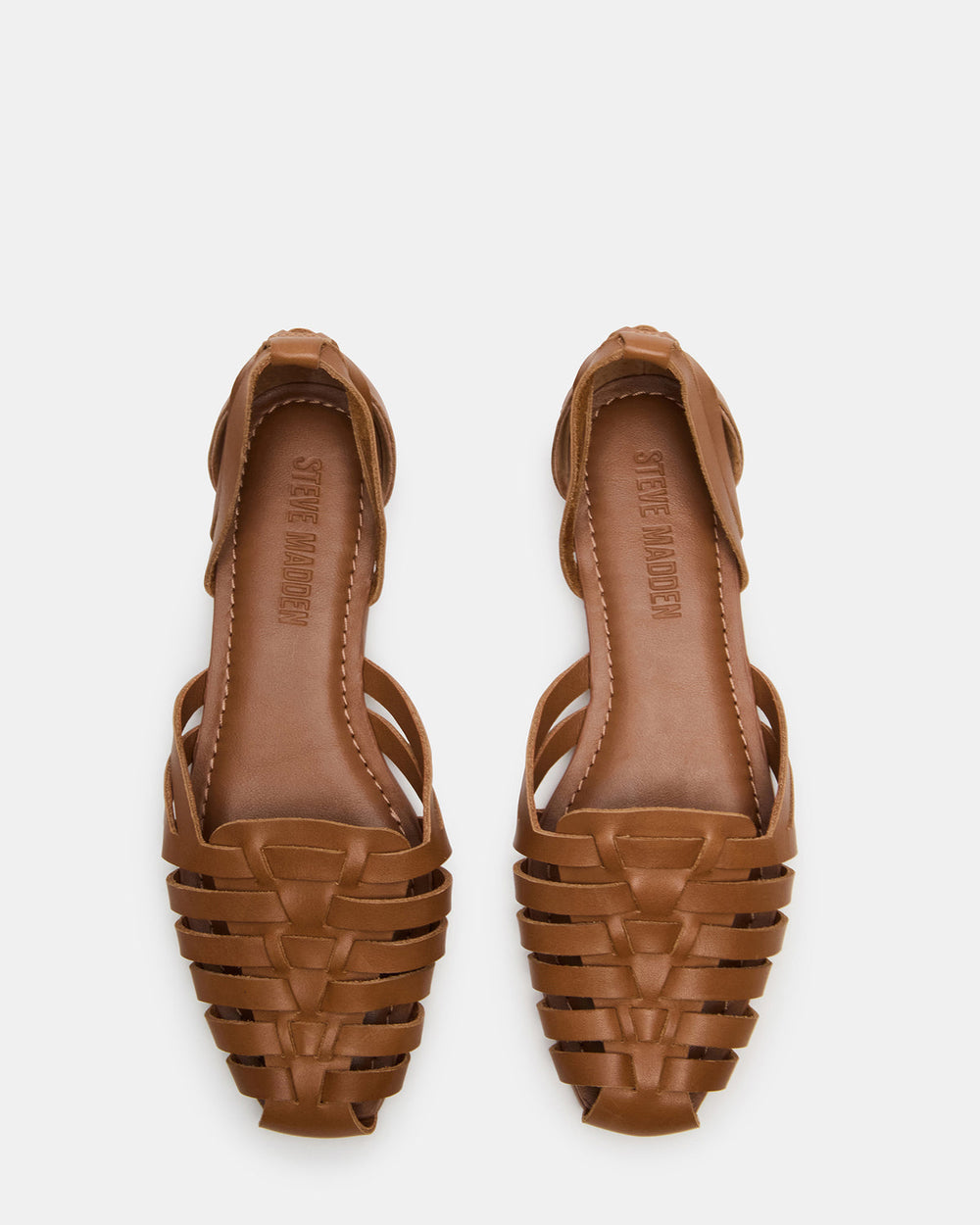 MEDLIN Tan Leather Square-Toe Fisherman Women's Flat | Steve Madden Sale