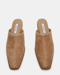 DESSA Taupe Suede Square-Toe Mule Women's Flat | Steve Madden for Sale
