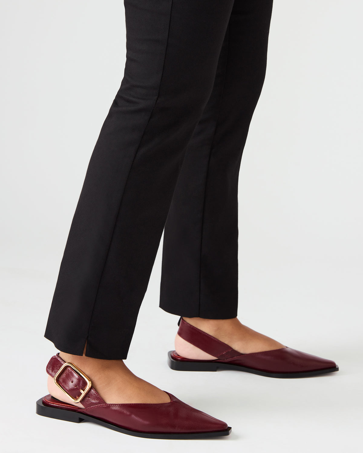 SHAY Burgundy Leather Pointed-Toe Slingback Ballet Women's Flat | Steve Madden near me