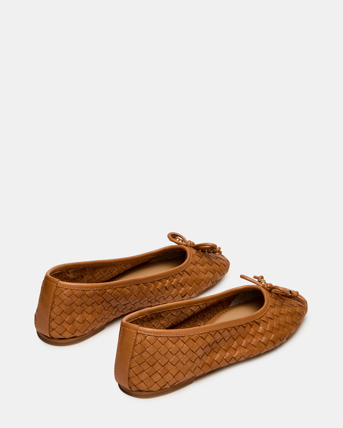 DIVY Cognac Leather Woven Bow Ballet Round-Toe Women's Flat | Steve Madden online