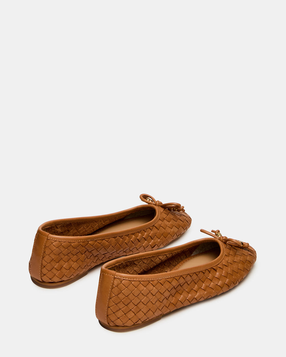 DIVY Cognac Leather Woven Bow Ballet Round-Toe Women's Flat | Steve Madden online