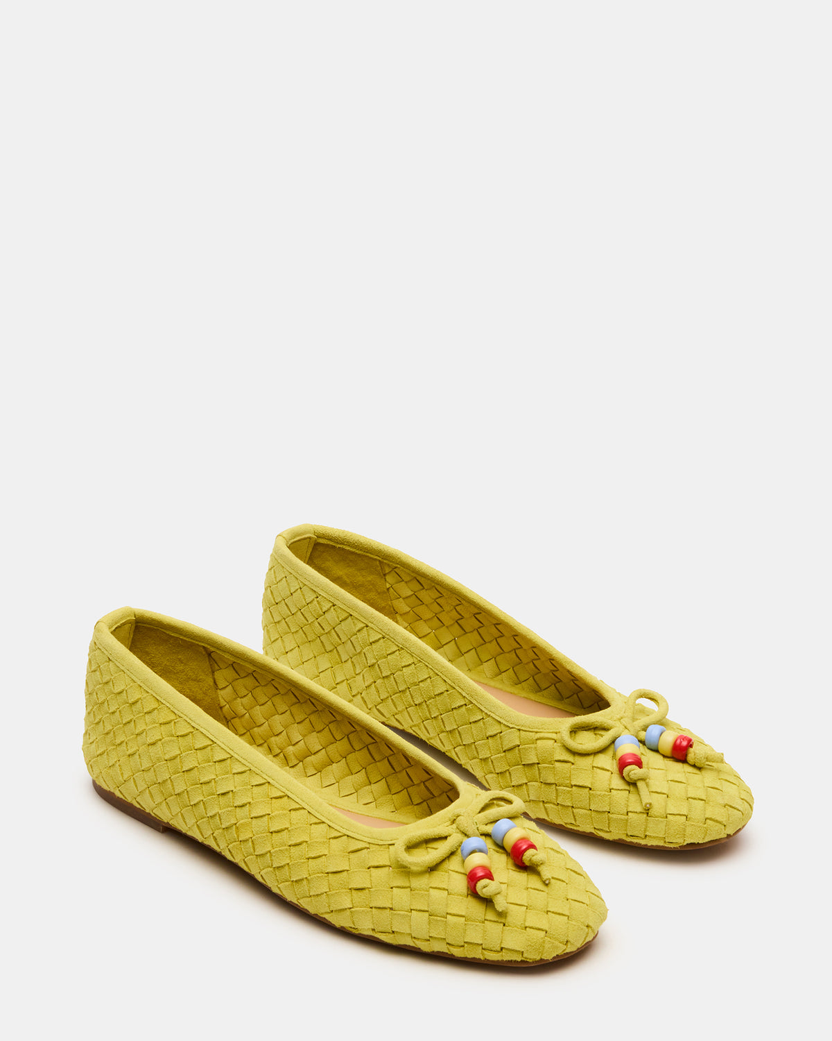 DIVY Lime Leather Woven Bow Ballet Round-Toe Women's Flat | Steve Madden US