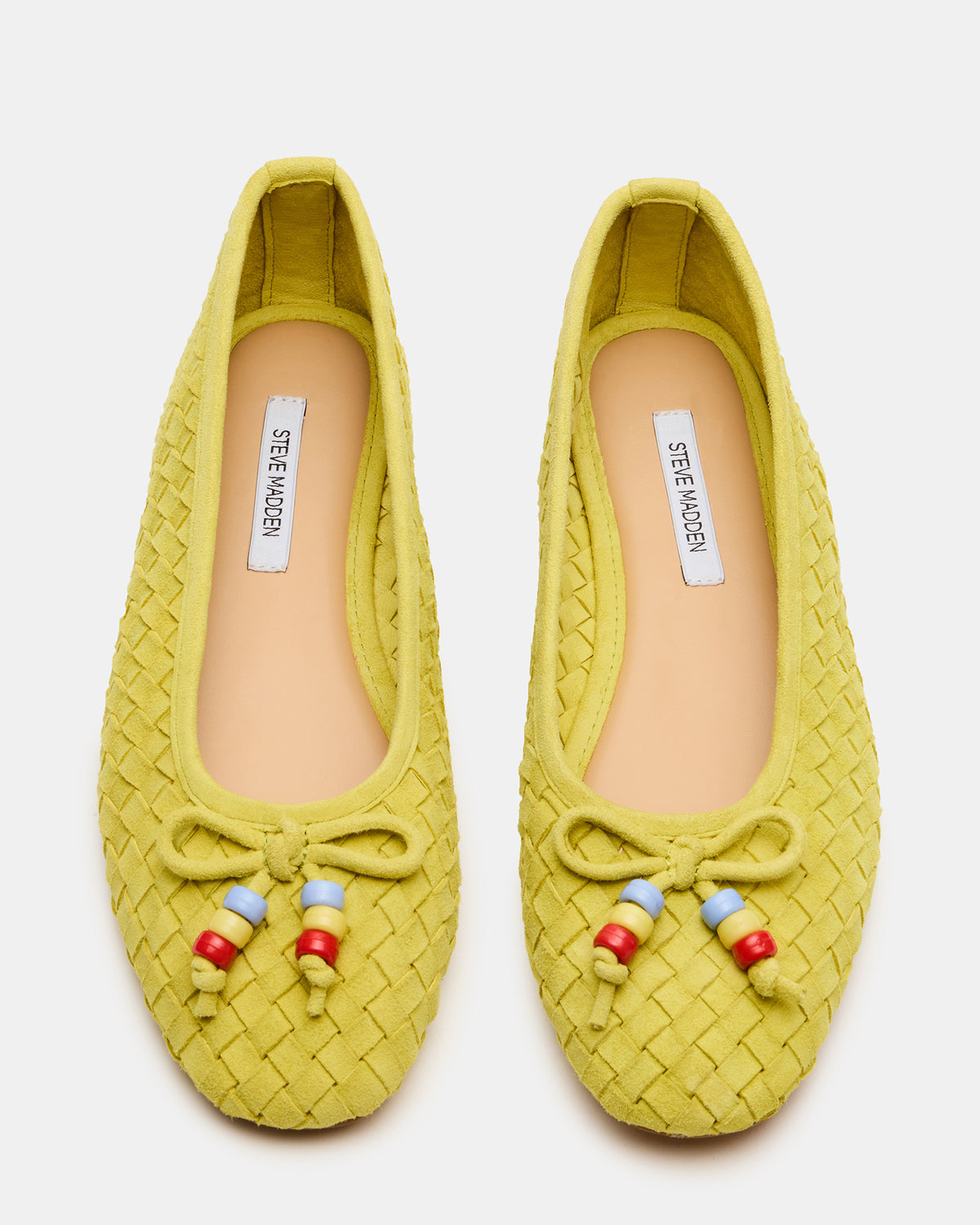 DIVY Lime Leather Woven Bow Ballet Round-Toe Women's Flat | Steve Madden US