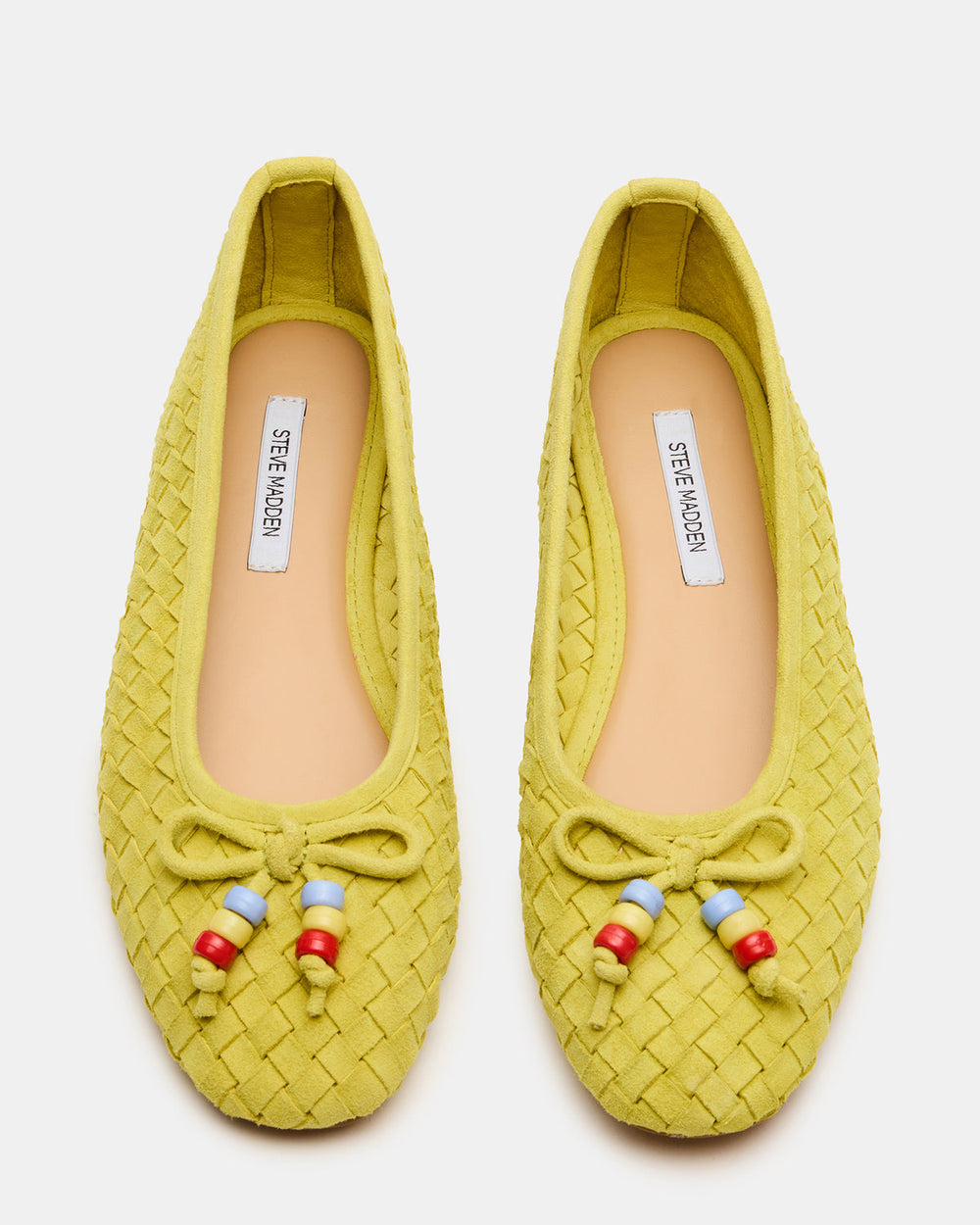 DIVY Lime Leather Woven Bow Ballet Round-Toe Women's Flat | Steve Madden US