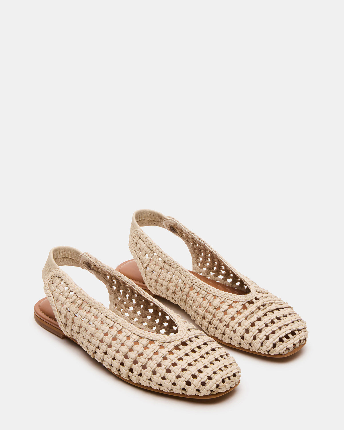 RUMI Bone Leather Woven Slingback Round-Toe Women's Flat | Steve Madden Sale
