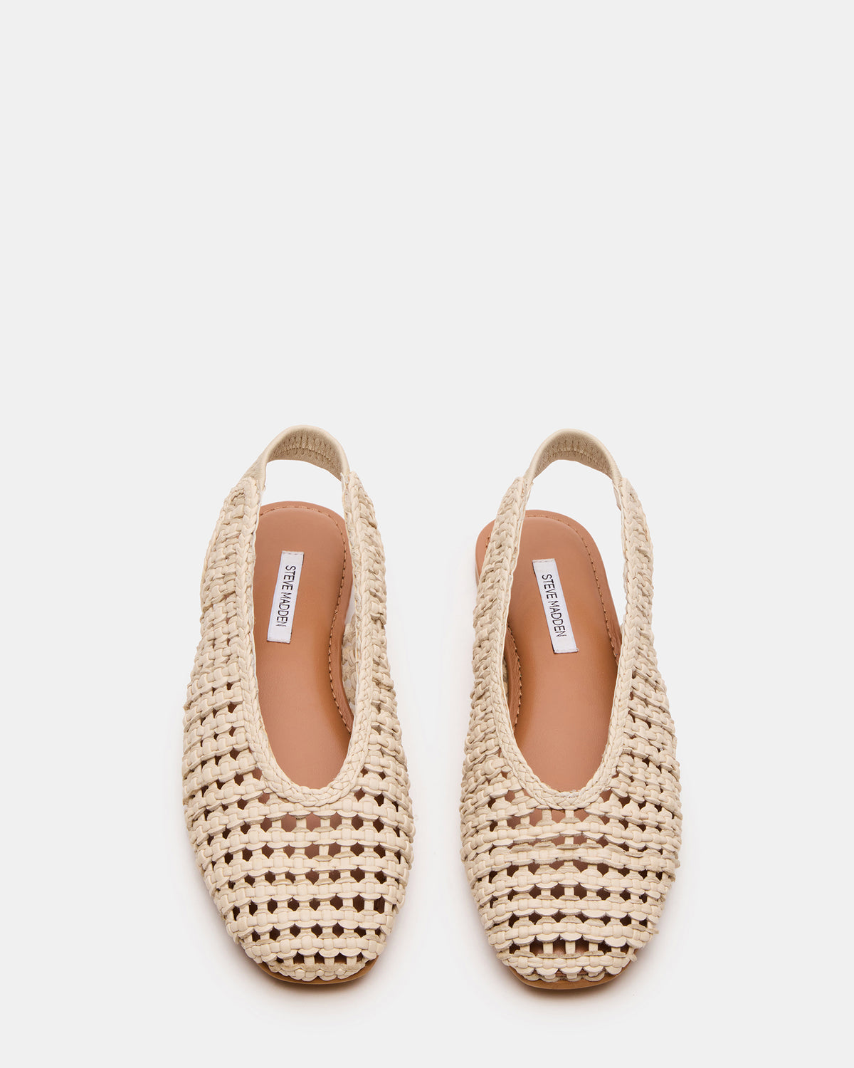 RUMI Bone Leather Woven Slingback Round-Toe Women's Flat | Steve Madden Sale