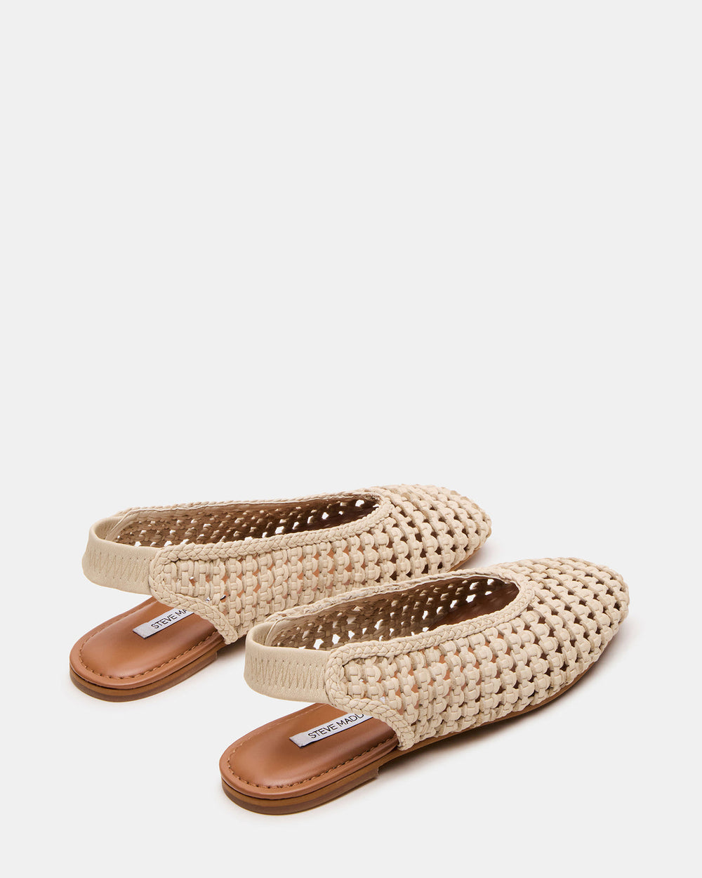 RUMI Bone Leather Woven Slingback Round-Toe Women's Flat | Steve Madden Sale