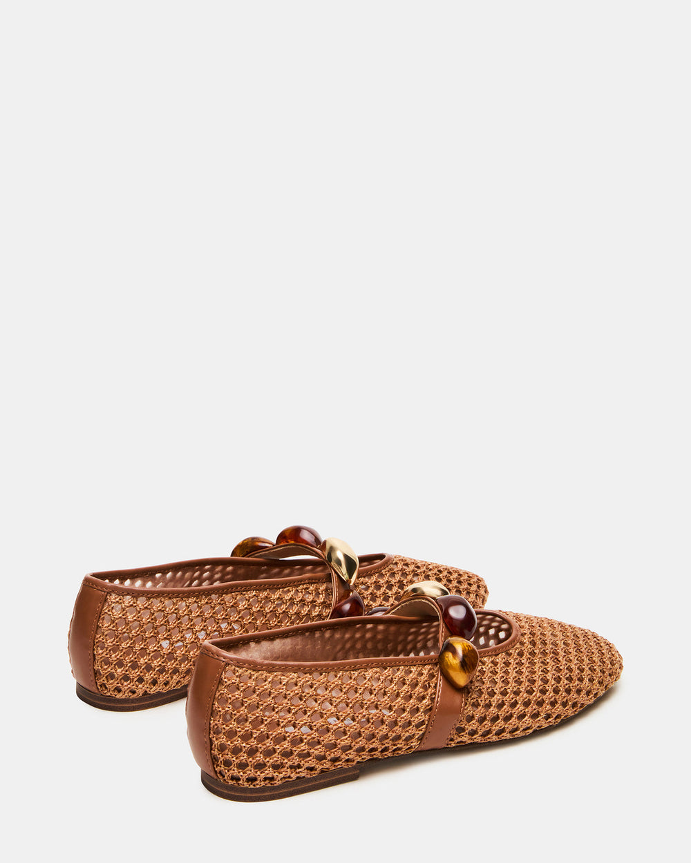 POPPIN Brown Raffia Mary Jane Ballet Women's Flat | Steve Madden on Sale