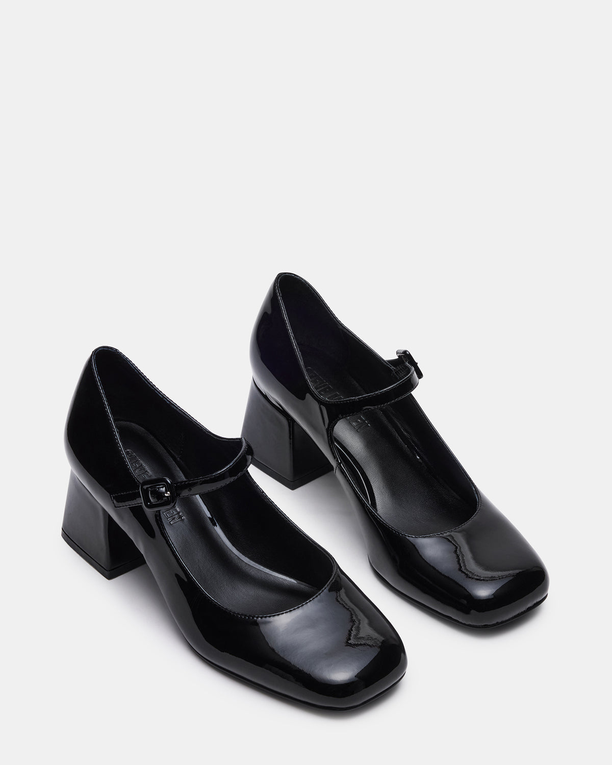 DARCEY Black Patent Square-Toe Mary Jane Block Heel Women's Loafer | Steve Madden discount