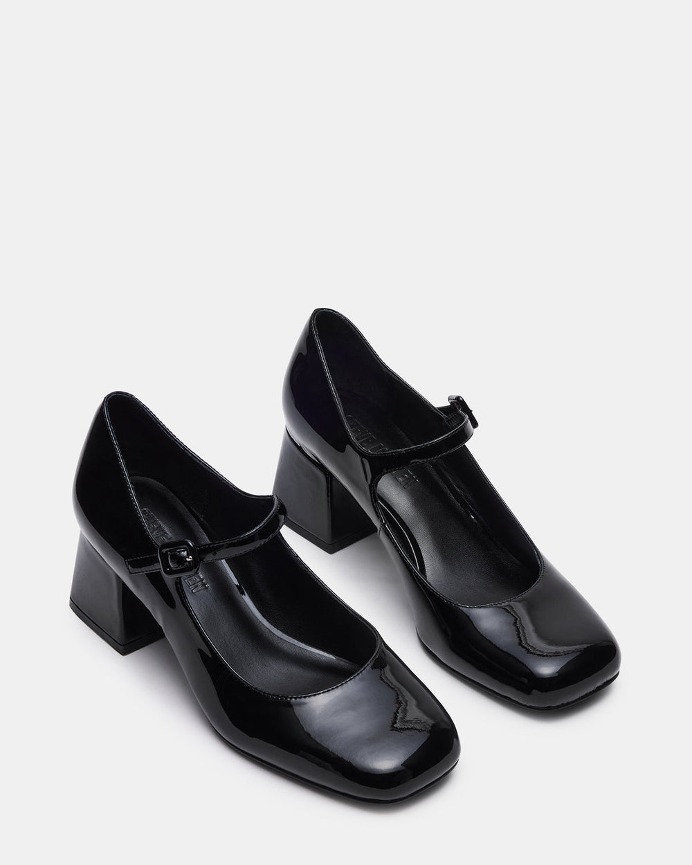 DARCEY Black Patent Square-Toe Mary Jane Block Heel Women's Loafer | Steve Madden discount