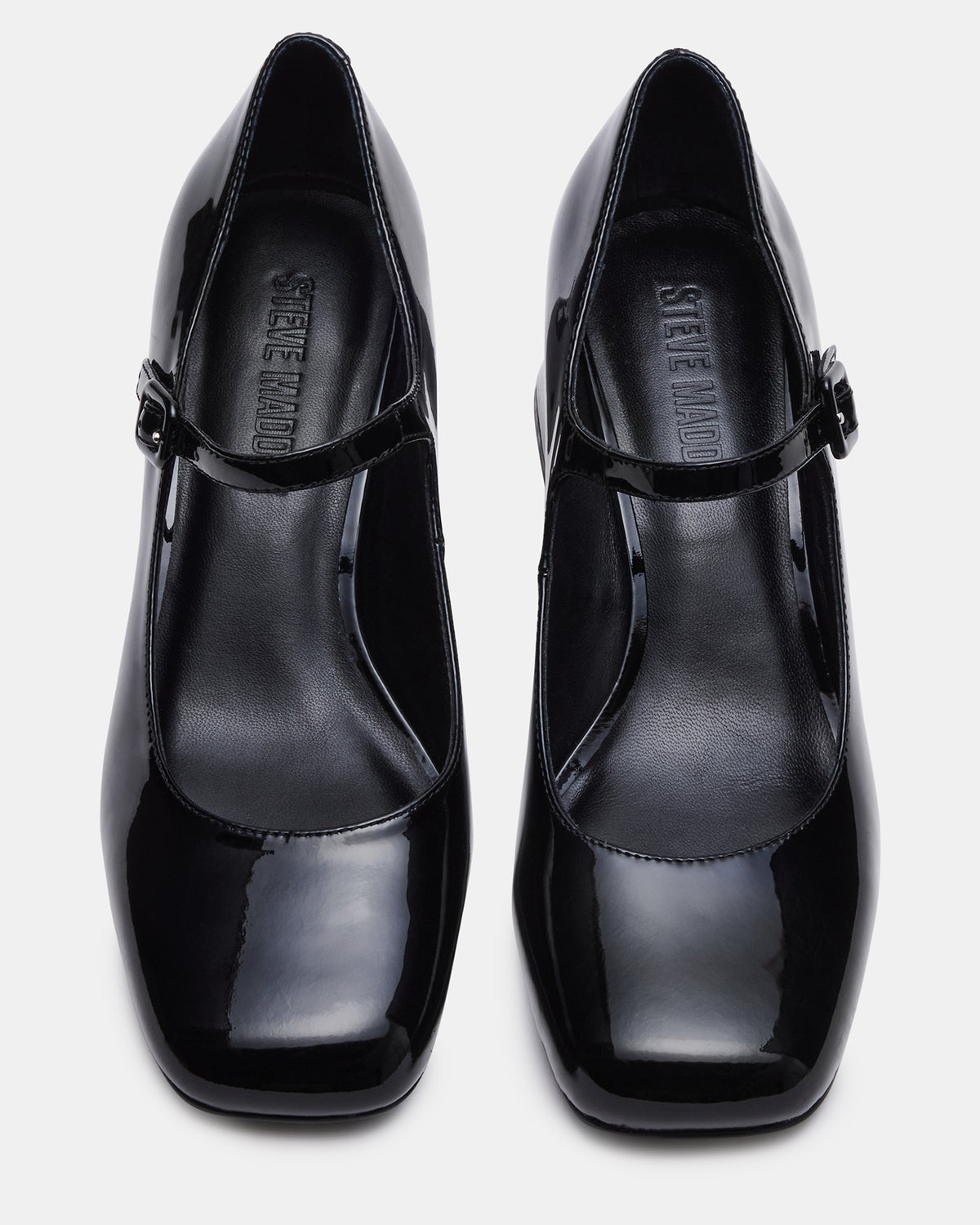 DARCEY Black Patent Square-Toe Mary Jane Block Heel Women's Loafer | Steve Madden discount