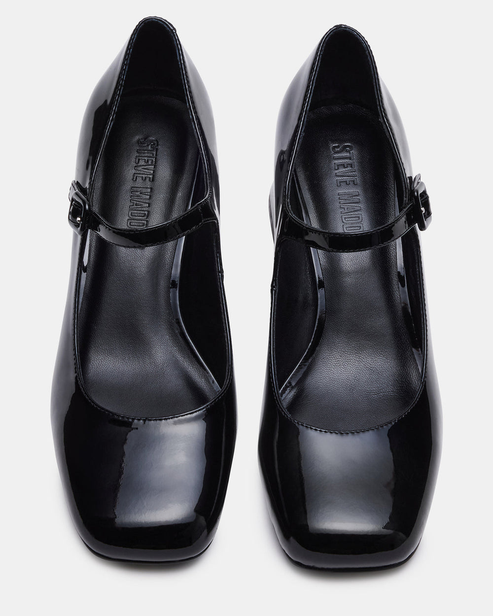 DARCEY Black Patent Square-Toe Mary Jane Block Heel Women's Loafer | Steve Madden discount