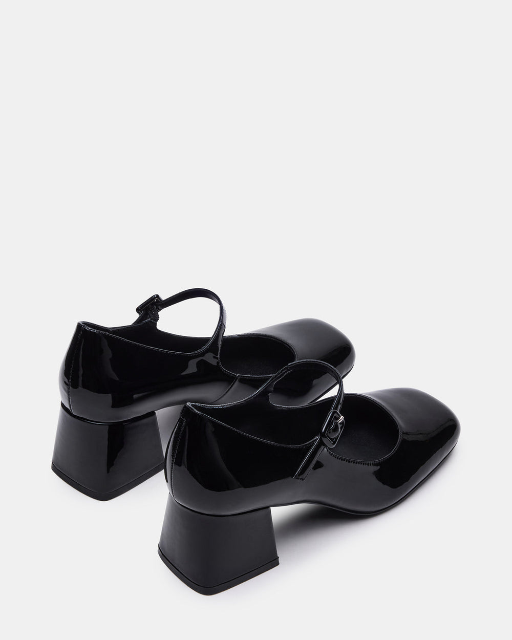 DARCEY Black Patent Square-Toe Mary Jane Block Heel Women's Loafer | Steve Madden discount
