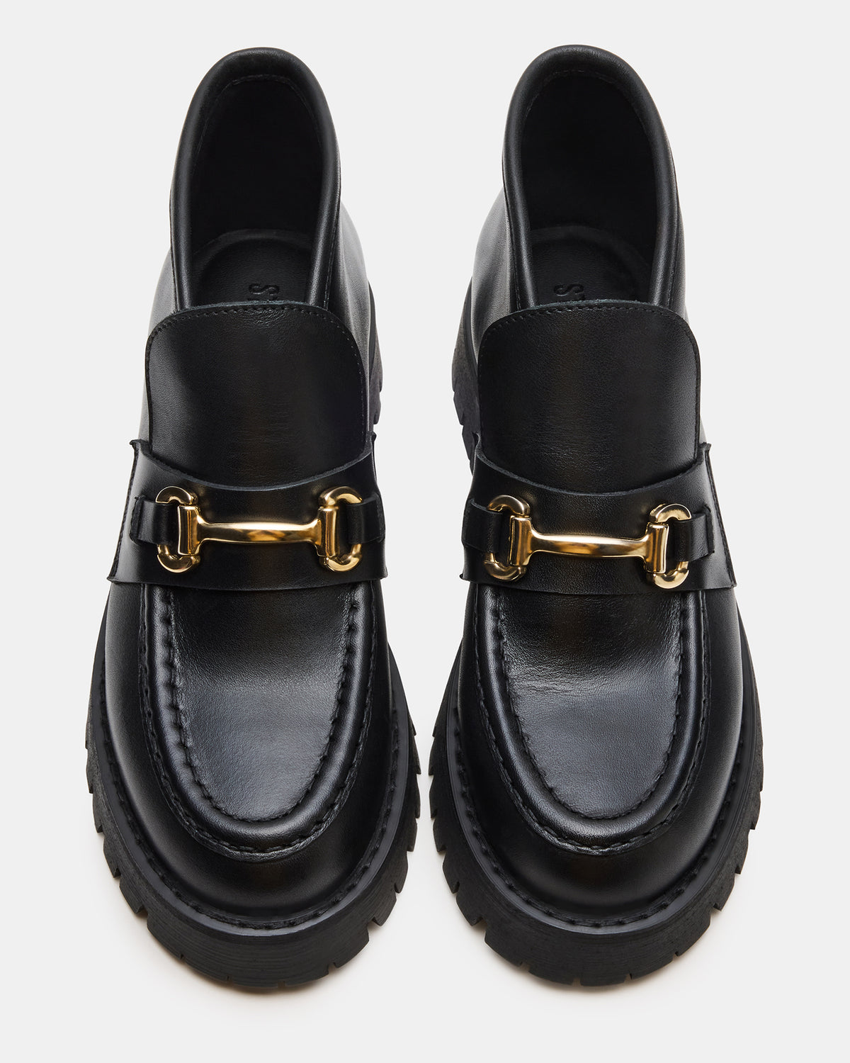 LEON Black Leather Platform Lug Sole Women's Loafer | Steve Madden online