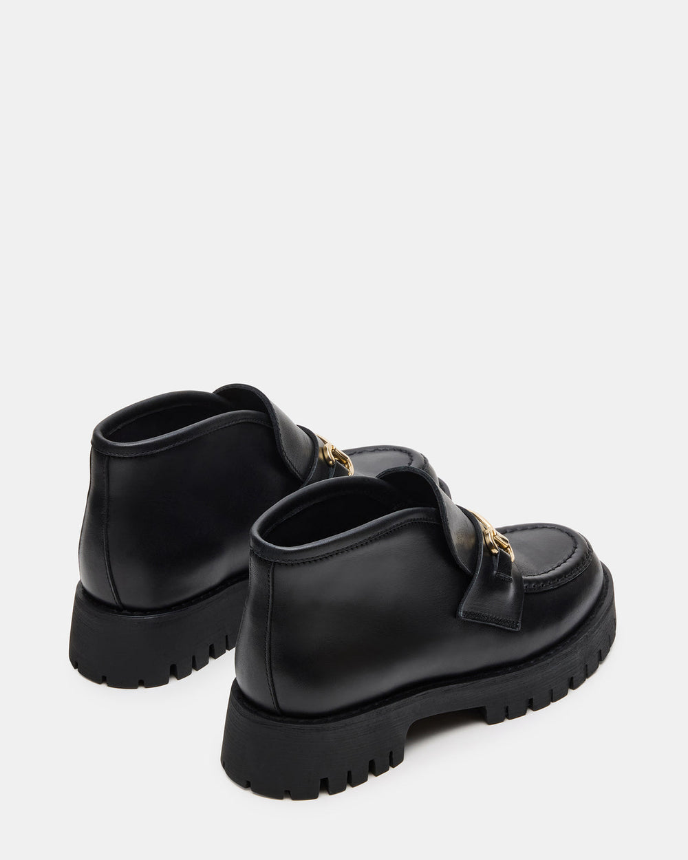 LEON Black Leather Platform Lug Sole Women's Loafer | Steve Madden online