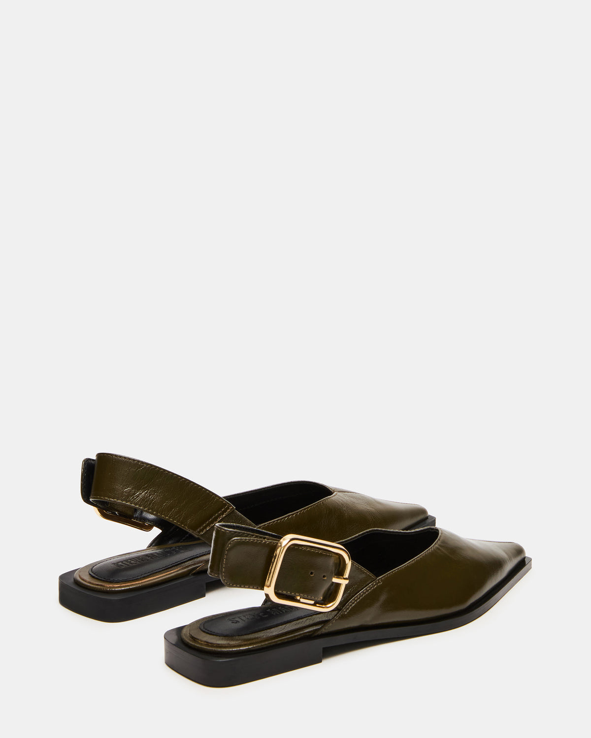 SHAY Olive Leather Pointed-Toe Slingback Ballet Women's Flat | Steve Madden US