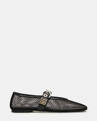 LUCIA Black Mesh Mary Jane Ballet Women's Flat | Steve Madden Sale