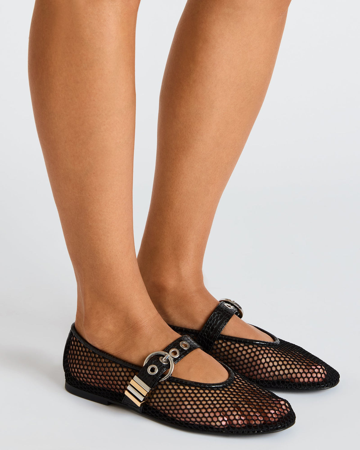 LUCIA Black Mesh Mary Jane Ballet Women's Flat | Steve Madden Sale