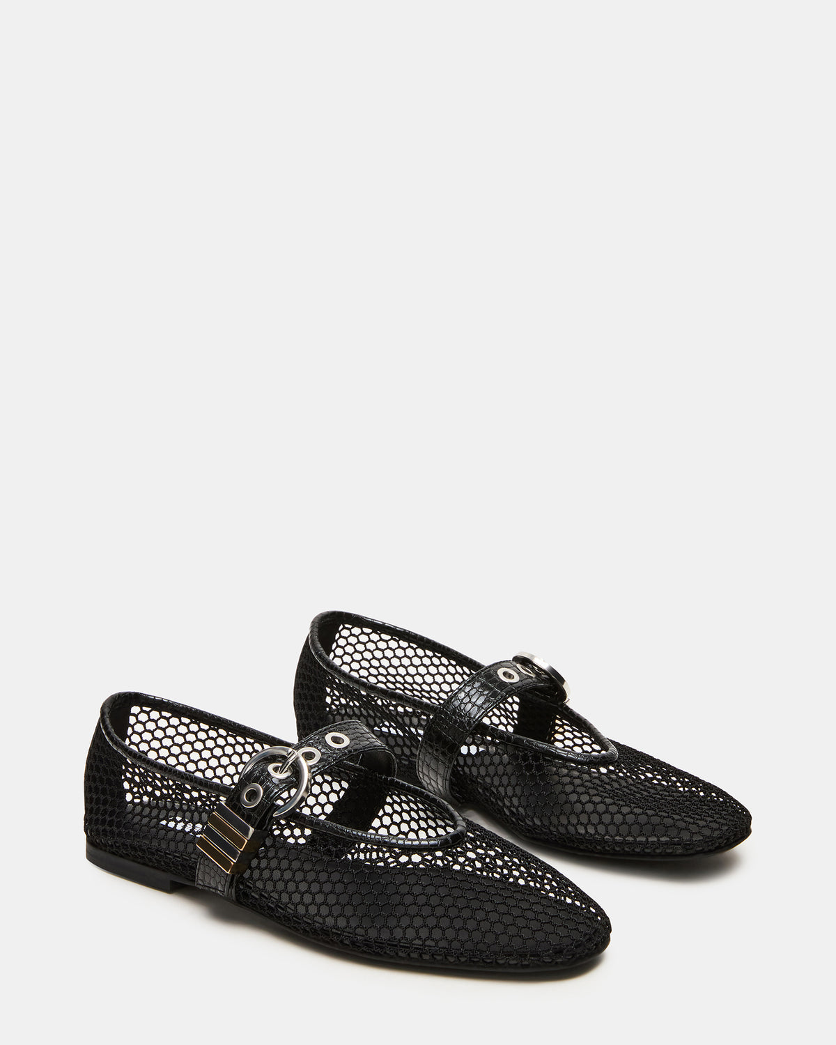 LUCIA Black Mesh Mary Jane Ballet Women's Flat | Steve Madden Sale