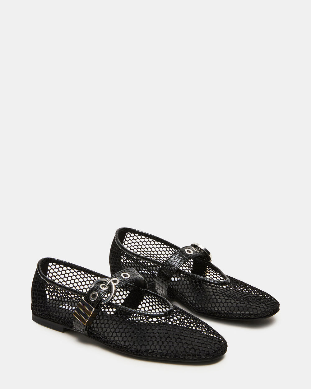 LUCIA Black Mesh Mary Jane Ballet Women's Flat | Steve Madden Sale
