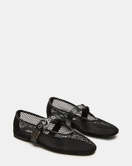 LUCIA Black Mesh Mary Jane Ballet Women's Flat | Steve Madden Sale