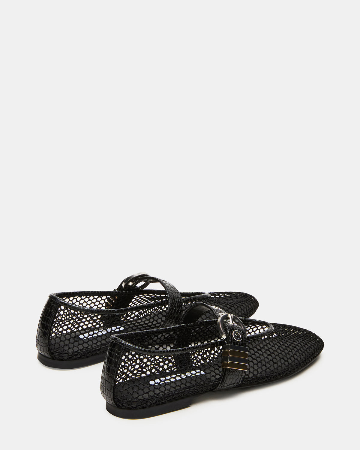 LUCIA Black Mesh Mary Jane Ballet Women's Flat | Steve Madden Sale