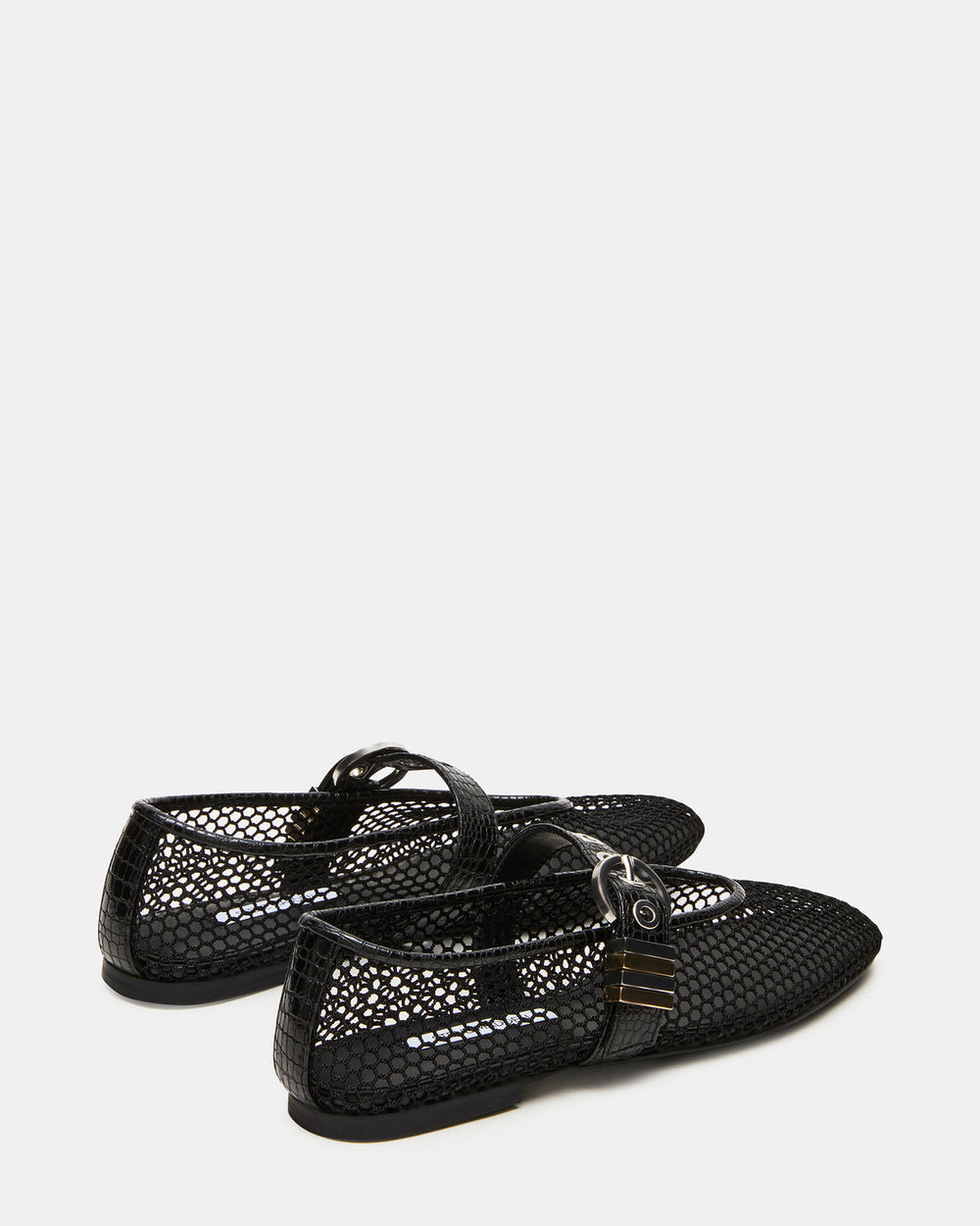 LUCIA Black Mesh Mary Jane Ballet Women's Flat | Steve Madden Sale