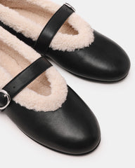 LODGE Black Leather Mary Jane Round-Toe Women's Flat | Steve Madden near me