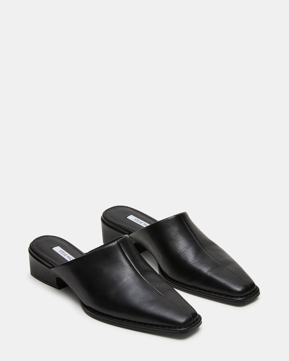 DESSA Black Leather Square-Toe Mule Women's Flat | Steve Madden discount