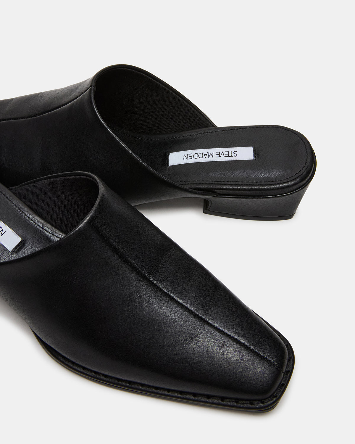 DESSA Black Leather Square-Toe Mule Women's Flat | Steve Madden discount