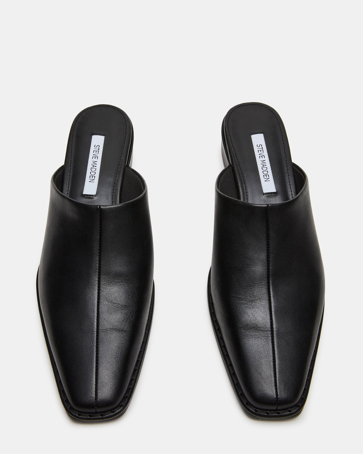 DESSA Black Leather Square-Toe Mule Women's Flat | Steve Madden discount