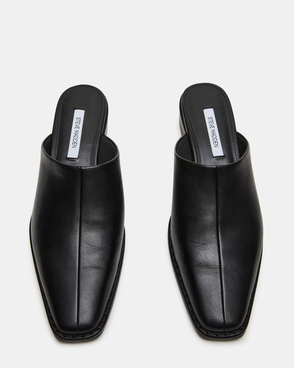 DESSA Black Leather Square-Toe Mule Women's Flat | Steve Madden discount