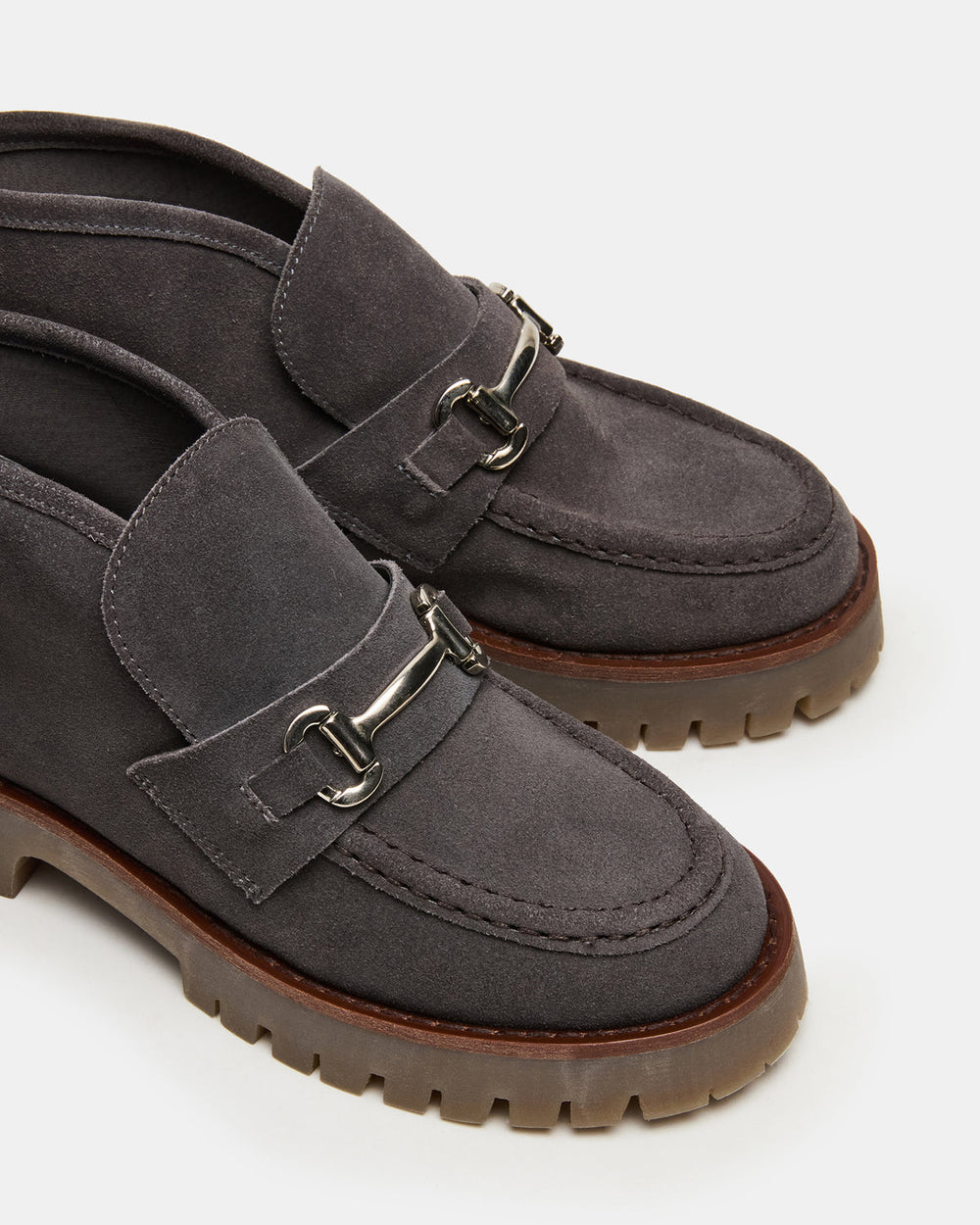 LEON Grey Suede Platform Lug Sole Women's Loafer | Steve Madden online