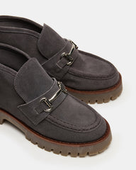 LEON Grey Suede Platform Lug Sole Women's Loafer | Steve Madden online