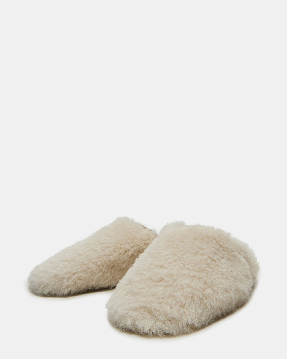 PEARSON Faux Fur Cream Rounded-Toe Slip-On Women's Flat | Steve Madden for Sale