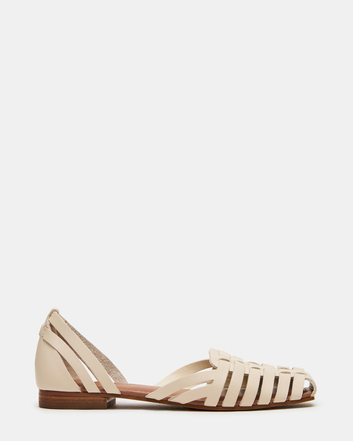 MEDLIN White Leather Square-Toe Fisherman Women's Flat | Steve Madden on Sale
