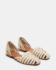 MEDLIN White Leather Square-Toe Fisherman Women's Flat | Steve Madden on Sale