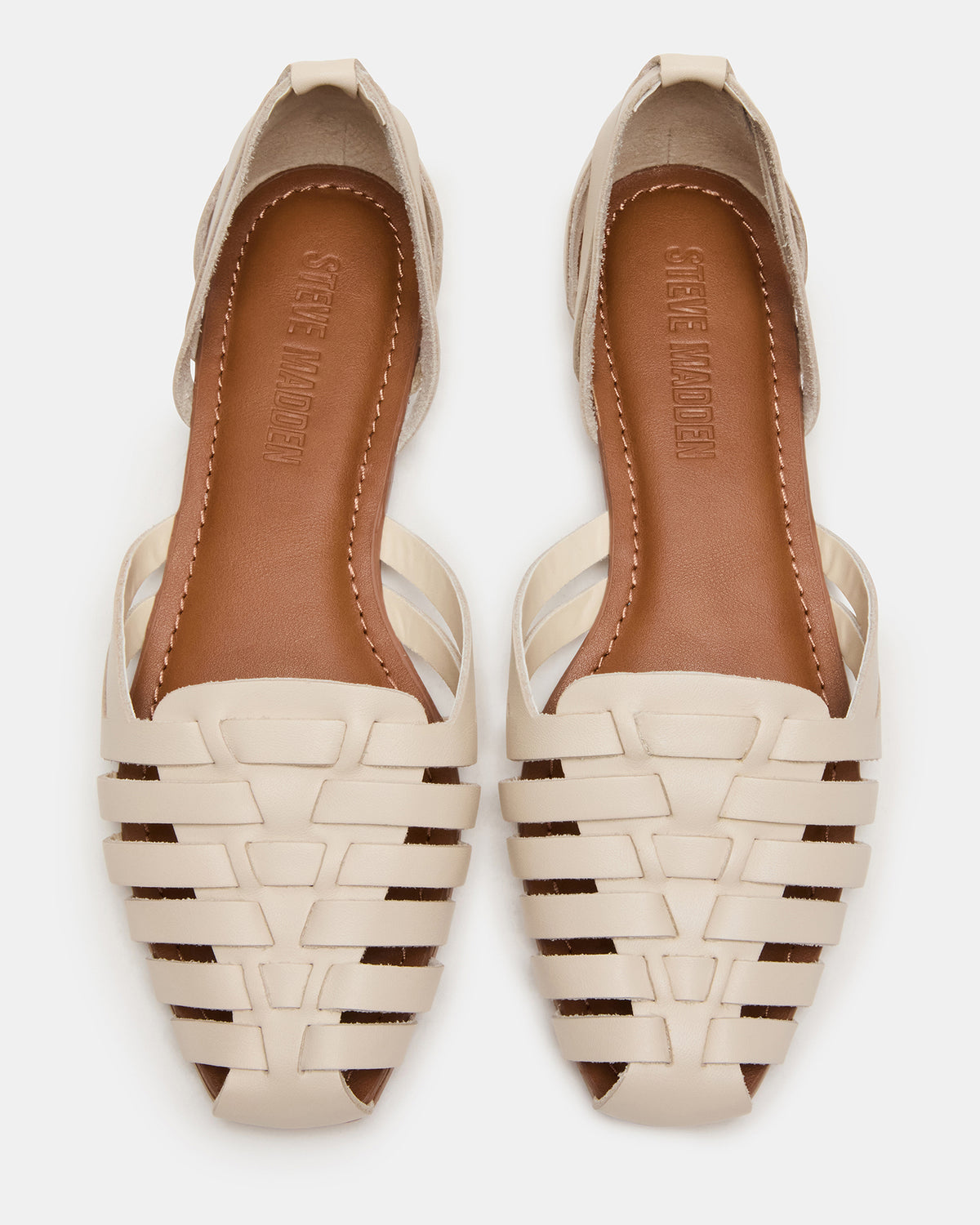 MEDLIN White Leather Square-Toe Fisherman Women's Flat | Steve Madden on Sale