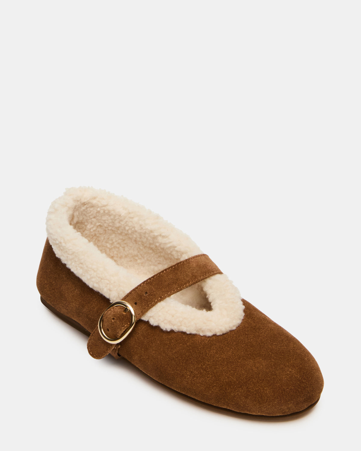 LODGE Chestnut Suede Mary Jane Round-Toe Women's Flat | Steve Madden outlet