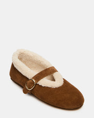 LODGE Chestnut Suede Mary Jane Round-Toe Women's Flat | Steve Madden outlet