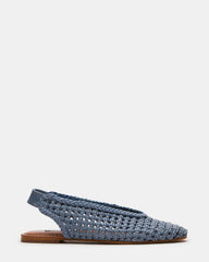 RUMI Blue Leather Woven Slingback Round-Toe Women's Flat | Steve Madden Sale