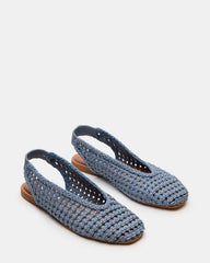RUMI Blue Leather Woven Slingback Round-Toe Women's Flat | Steve Madden Sale