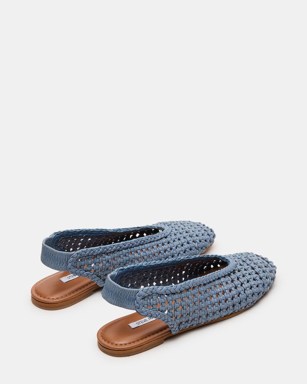 RUMI Blue Leather Woven Slingback Round-Toe Women's Flat | Steve Madden Sale