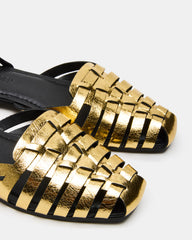 MEDLIN Gold Leather Square-Toe Fisherman Women's Flat | Steve Madden near me