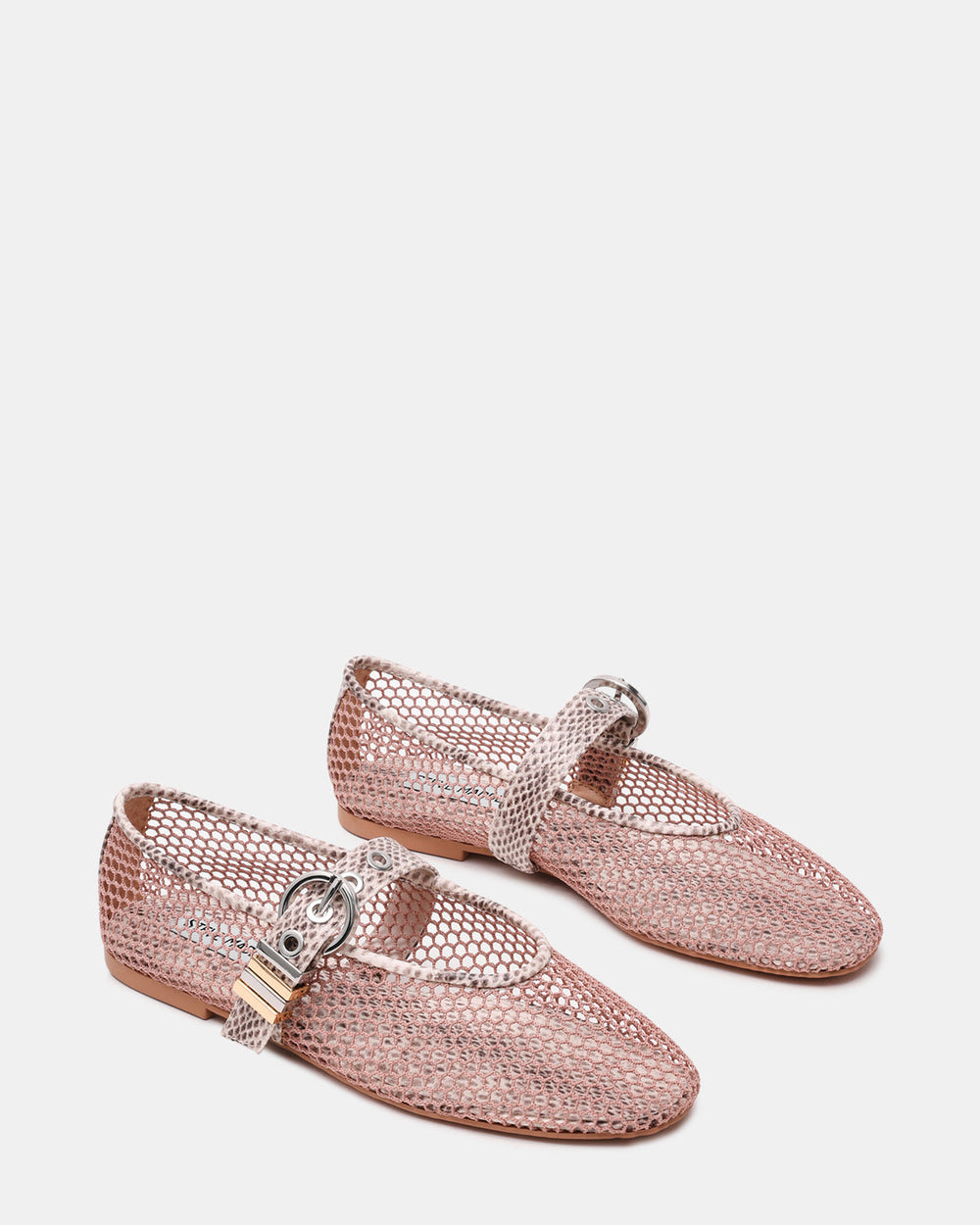 LUCIA Blush Multi Mesh Mary Jane Ballet Women's Flat | Steve Madden discount