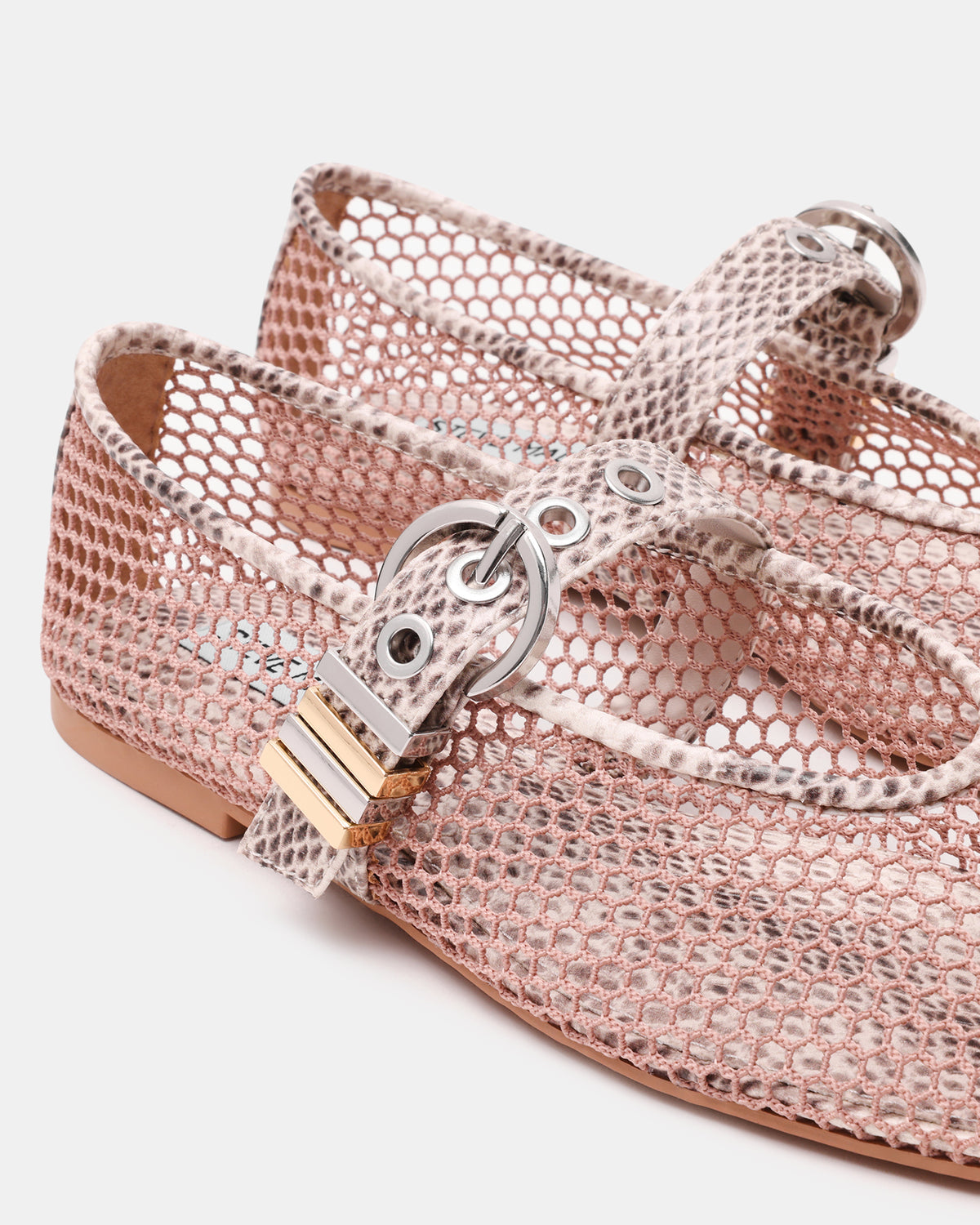 LUCIA Blush Multi Mesh Mary Jane Ballet Women's Flat | Steve Madden discount