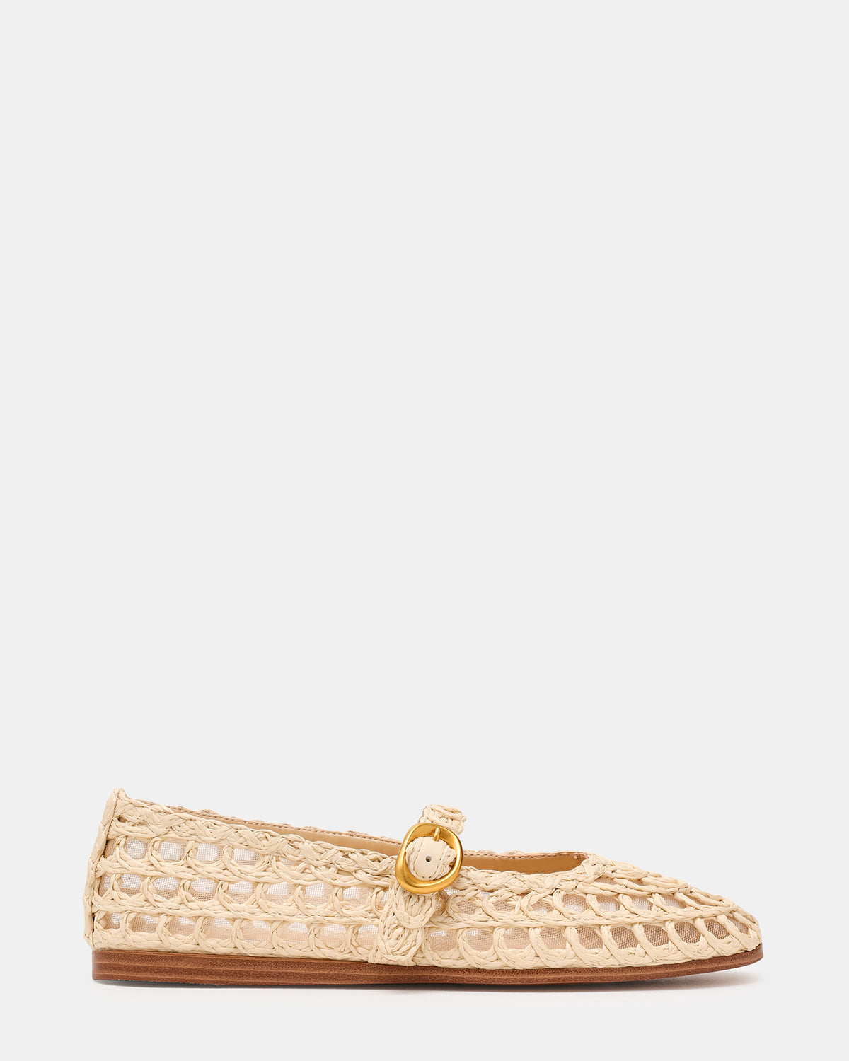 MELODY Natural Raffia Mary Jane Woven Buckle Round-Toe Women's Flat | Steve Madden for Sale