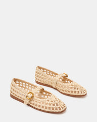 MELODY Natural Raffia Mary Jane Woven Buckle Round-Toe Women's Flat | Steve Madden for Sale
